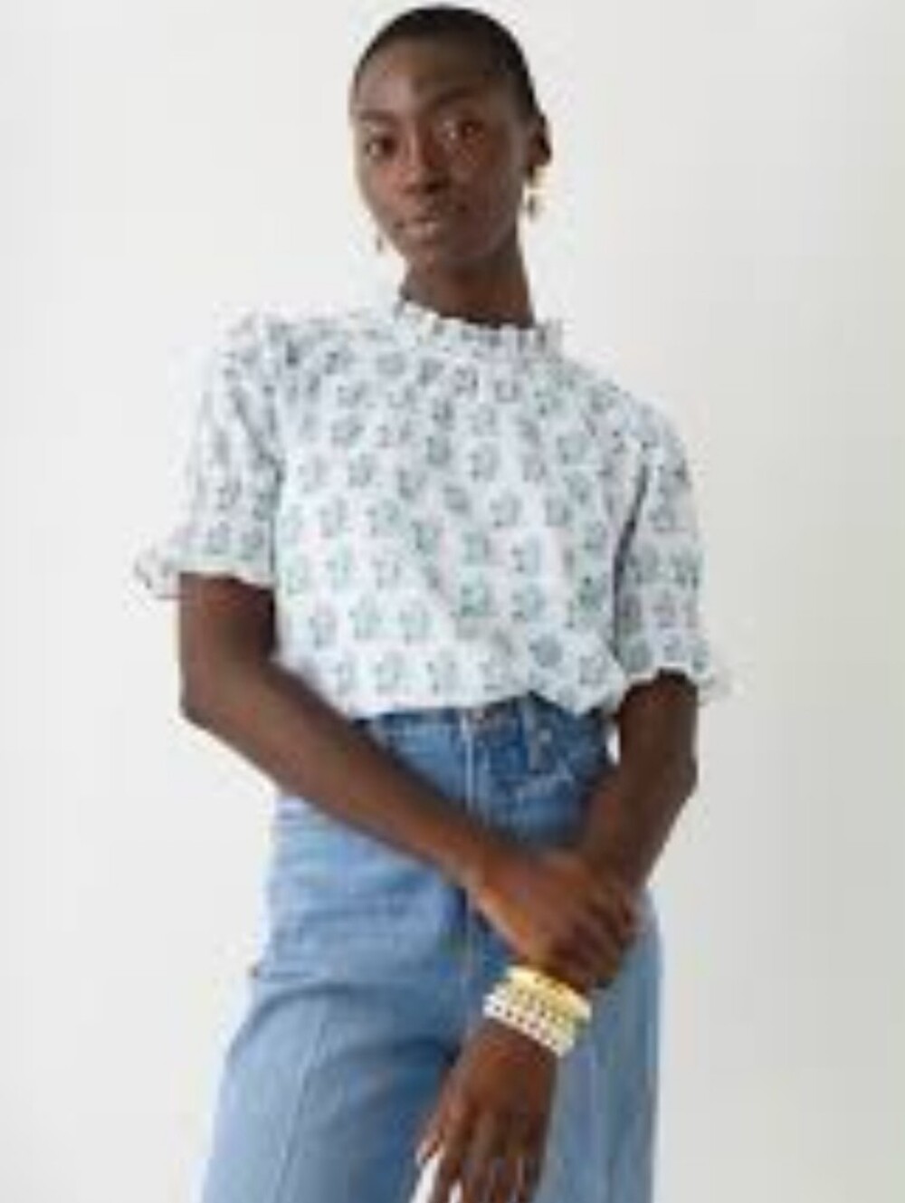 SZ BLOCKPRINTS JCREW PAISLEY PUFF SLEEVE BLOUSE